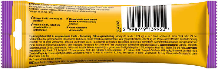 Pedigree Hundeleckerlis JUMBONE Riesenknochen Medium mit Huhn und Lamm Geschmack